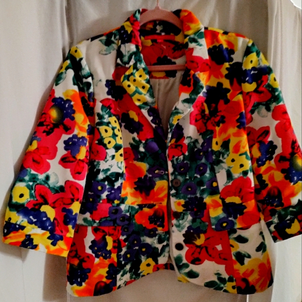 Walter Baker Floral Multicolor Women's Jacket Size 12 Pre-owned Excellent Cond.